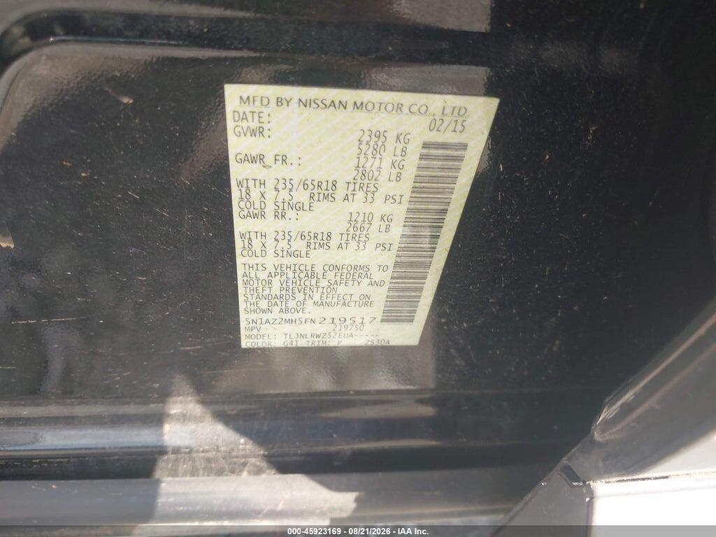 5N1AZ2MH5FN219517 2015 NISSAN MURANO photo no. 9