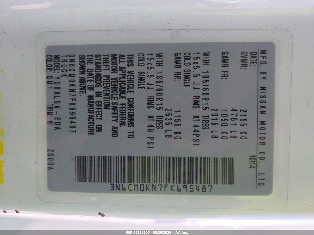 3N6CM0KN7FK695487 2015 NISSAN NV200 photo no. 9