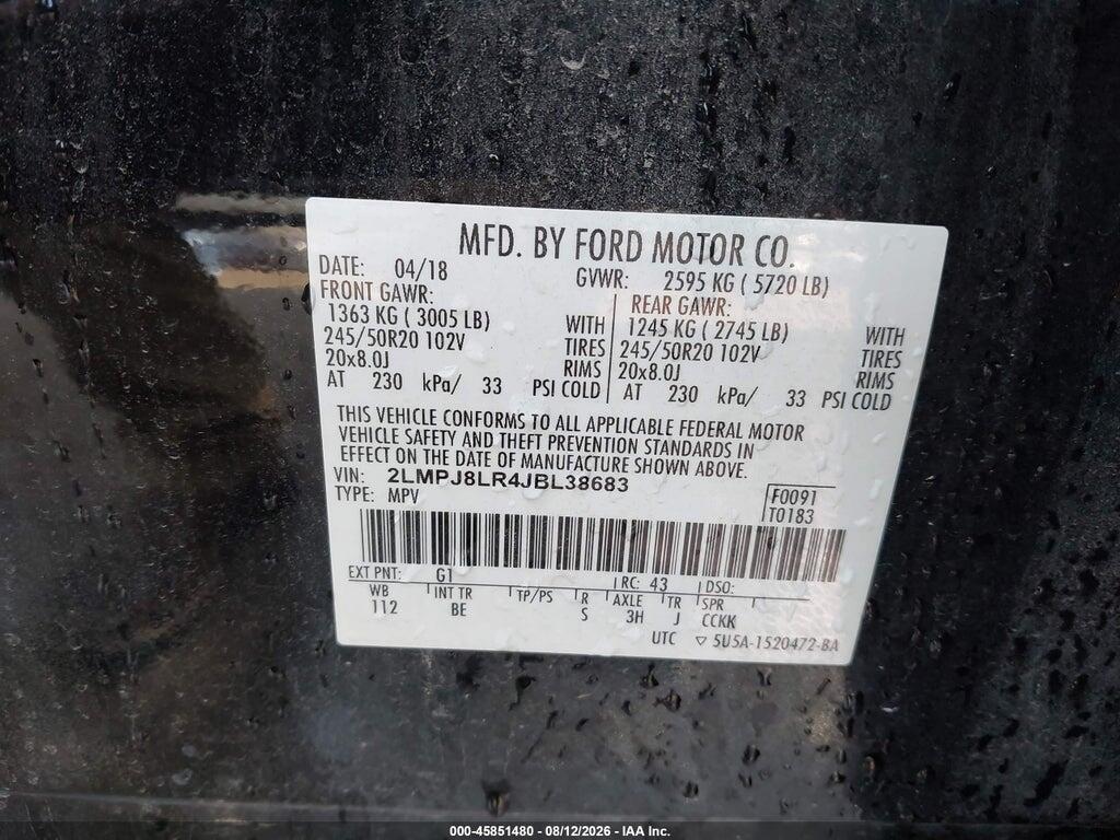2LMPJ8LR4JBL38683 2018 LINCOLN MKX photo no. 9