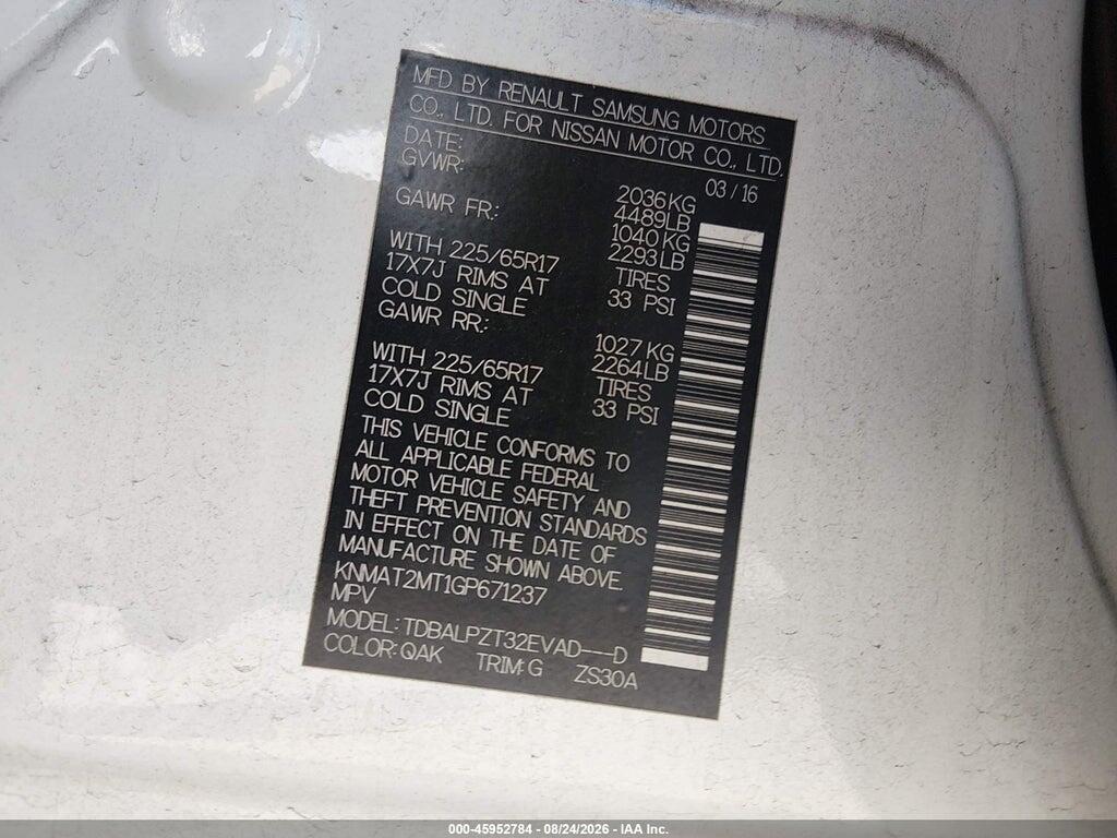 KNMAT2MT1GP671237 2016 NISSAN ROGUE photo no. 9