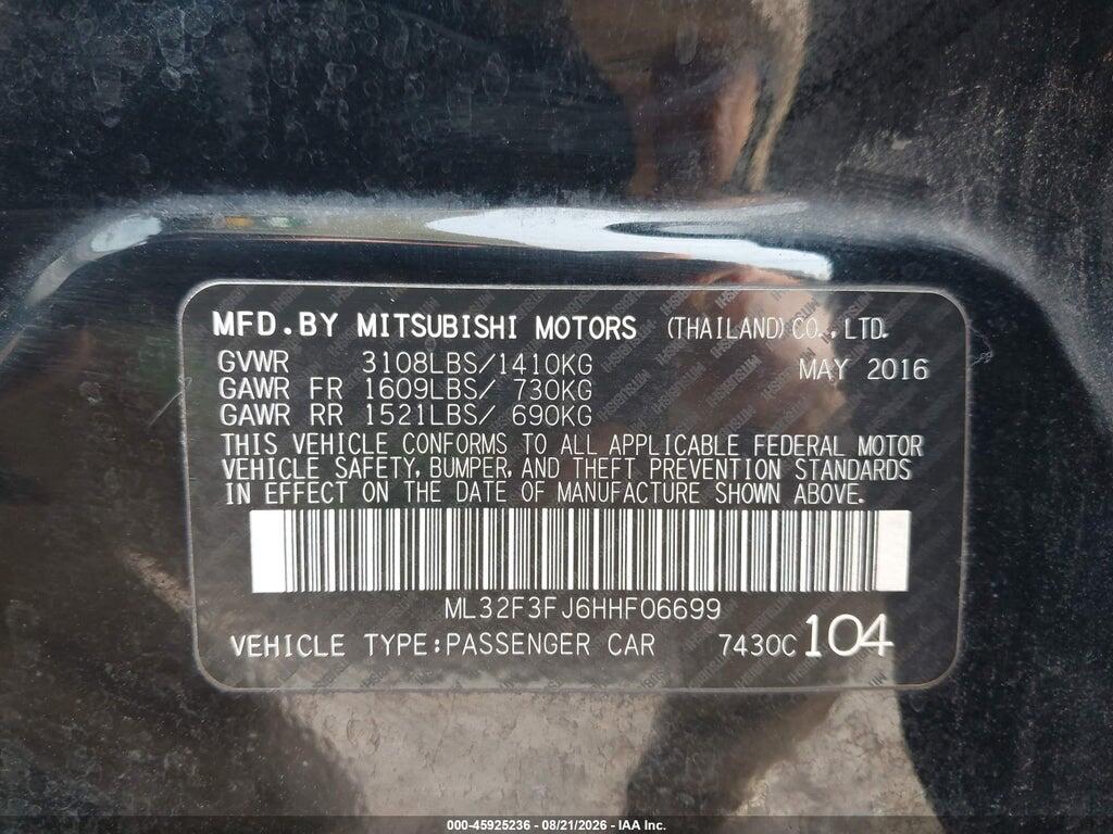 ML32F3FJ6HHF06699 2017 MITSUBISHI MIRAGE G4 photo no. 9