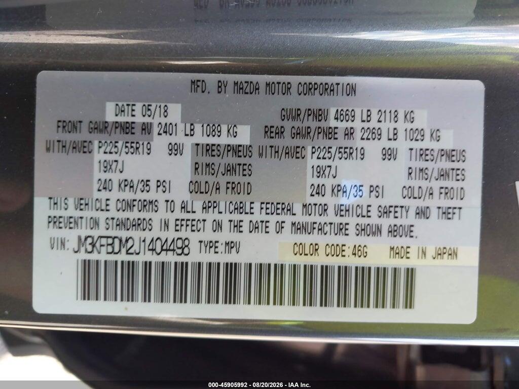 JM3KFBDM2J1404498 2018 MAZDA CX-5 photo no. 9