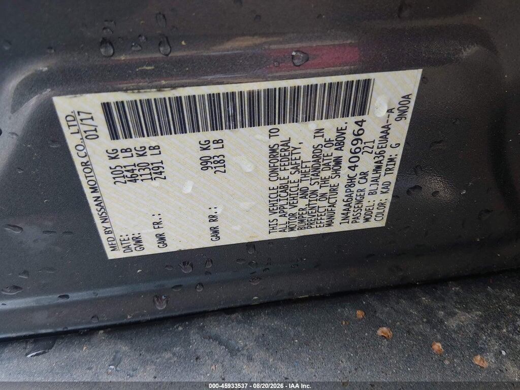1N4AA6AP8HC406964 2017 NISSAN MAXIMA photo no. 9