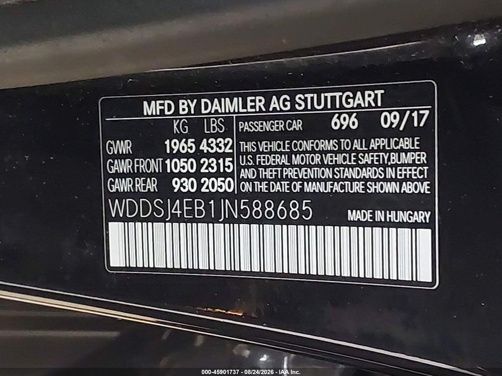 WDDSJ4EB1JN588685 2018 MERCEDES-BENZ CLA 250 photo no. 9