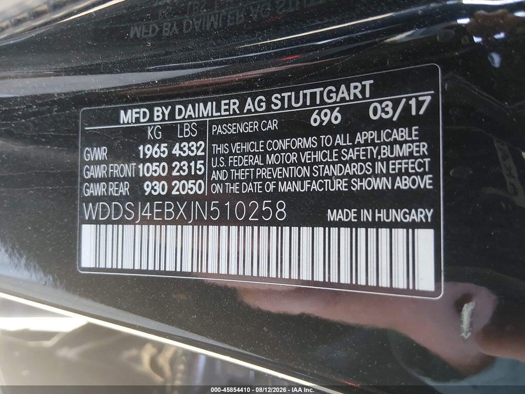 WDDSJ4EBXJN510258 2018 MERCEDES-BENZ CLA 250 photo no. 9