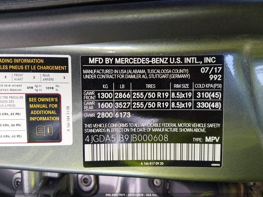 4JGDA5JB9JB000608 2018 MERCEDES-BENZ GLE 350 photo no. 9