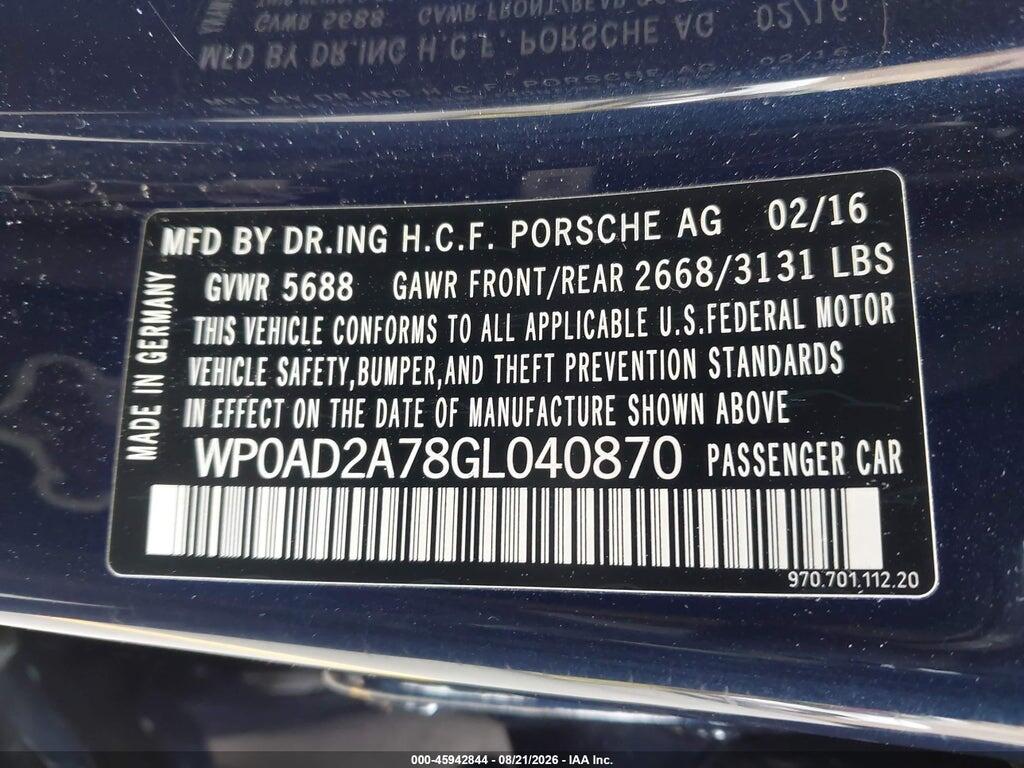 WP0AD2A78GL040870 2016 PORSCHE PANAMERA E-HYBRID photo no. 9
