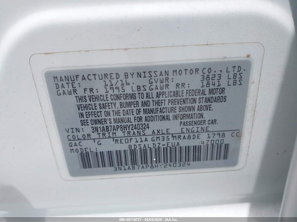 3N1AB7AP8HY240324 2017 NISSAN SENTRA photo no. 9