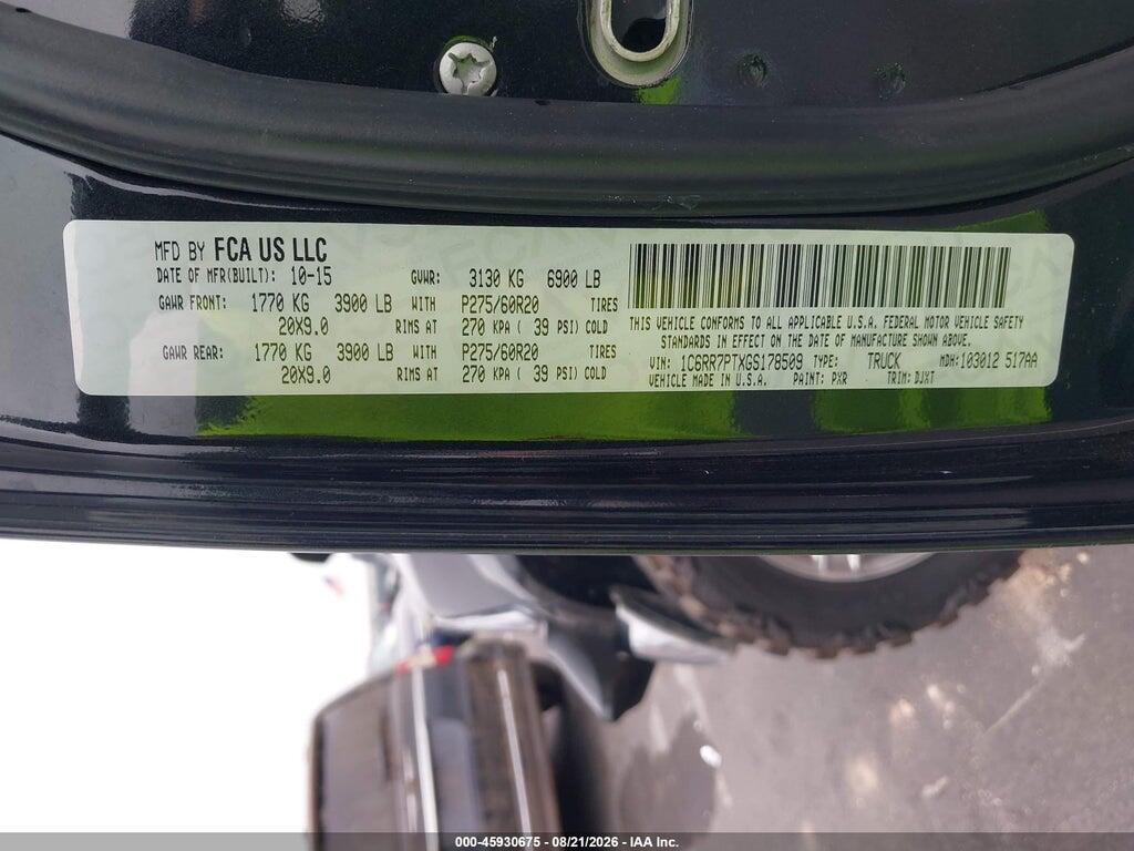 1C6RR7PTXGS178509 2016 RAM 1500 photo no. 9