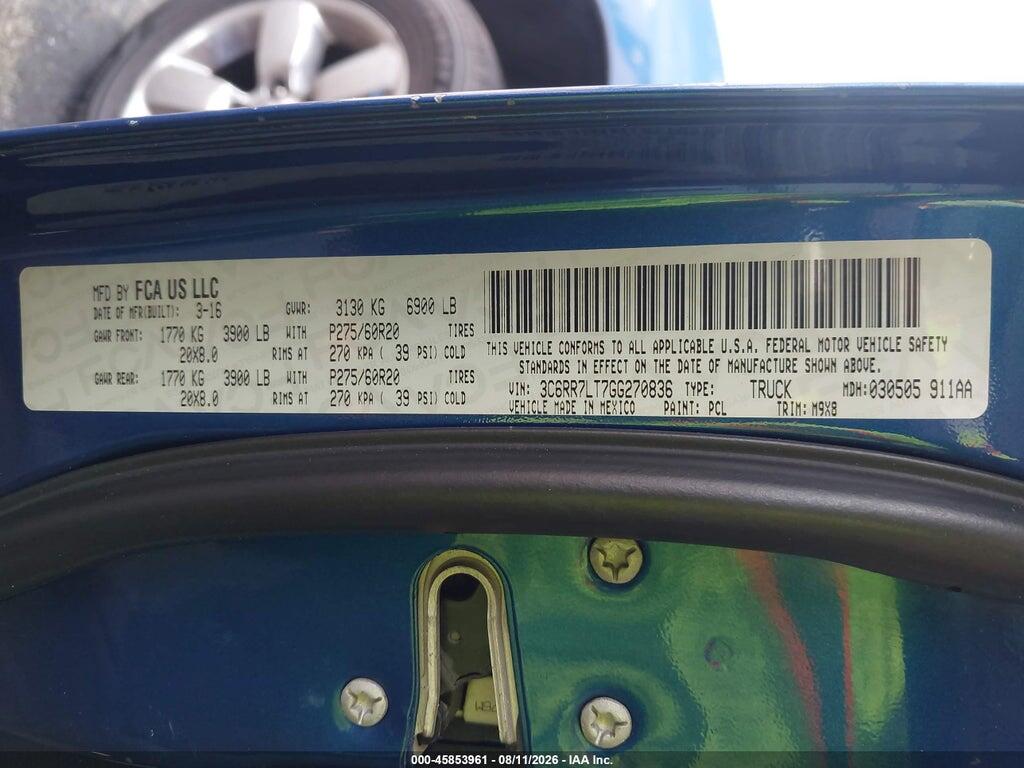 3C6RR7LT7GG270836 2016 RAM 1500 photo no. 9