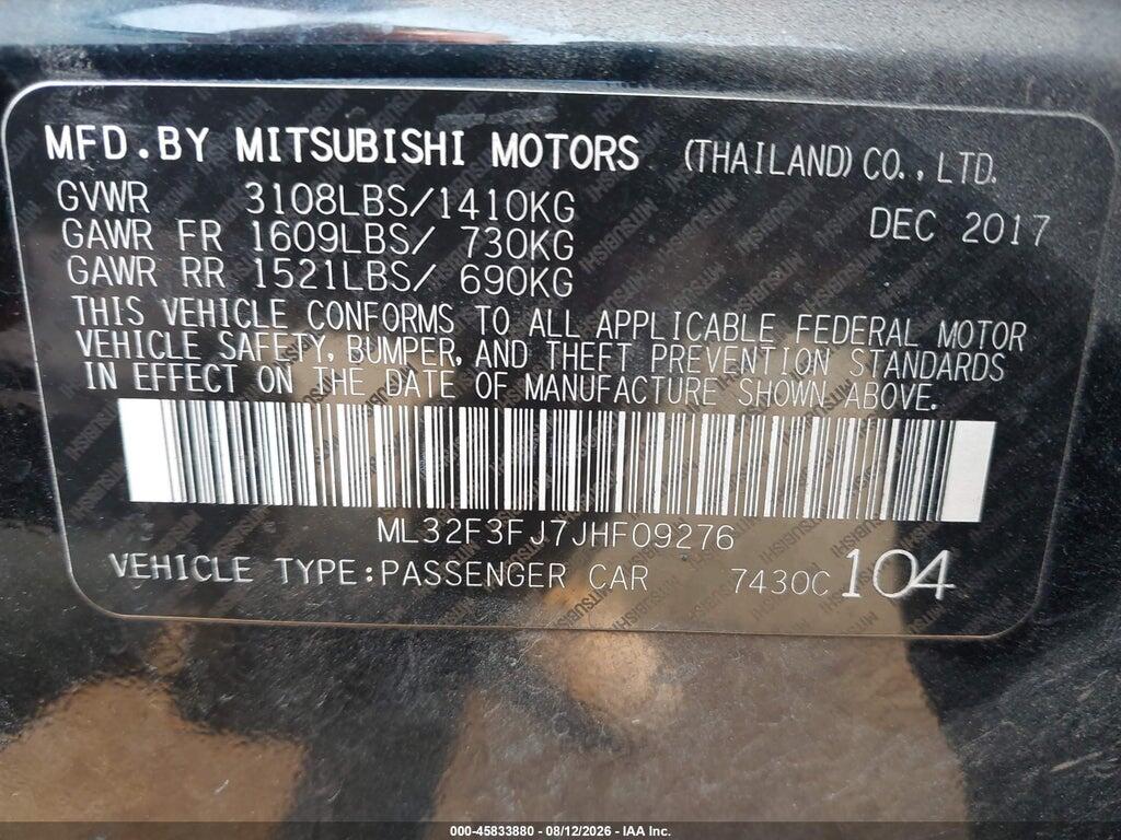ML32F3FJ7JHF09276 2018 MITSUBISHI MIRAGE G4 photo no. 9