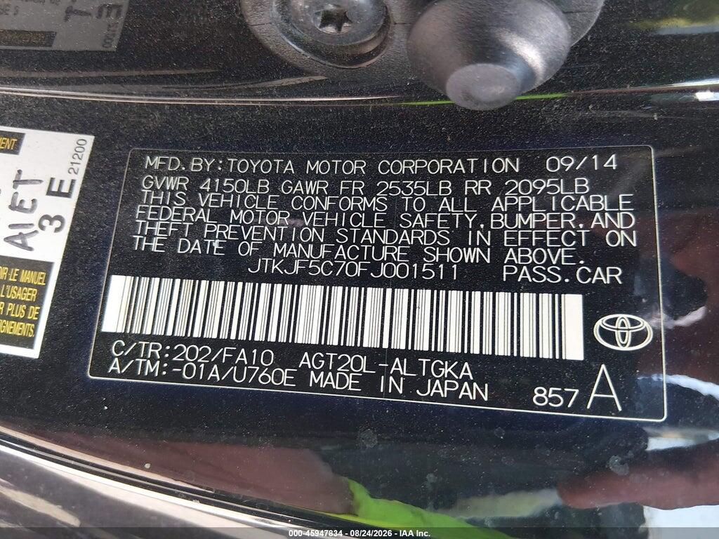 JTKJF5C70FJ001511 2015 SCION TC photo no. 9
