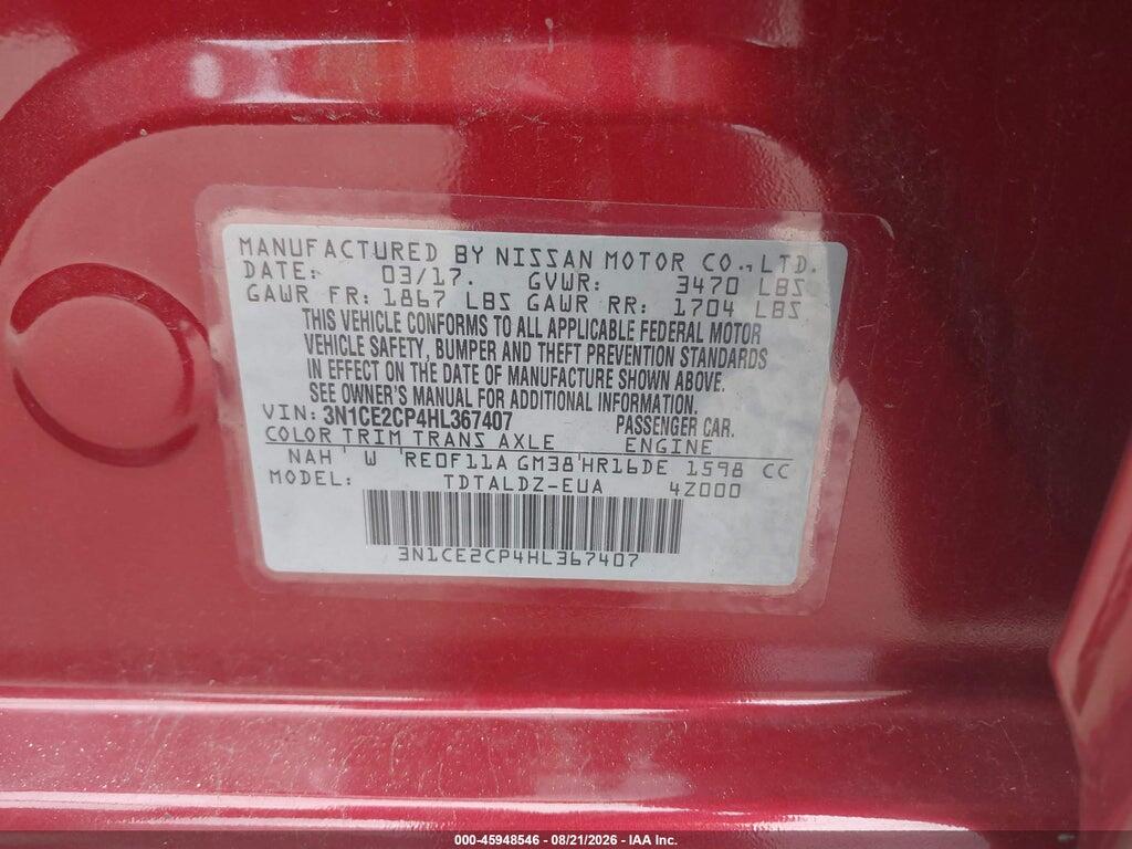 3N1CE2CP4HL367407 2017 NISSAN VERSA NOTE photo no. 9