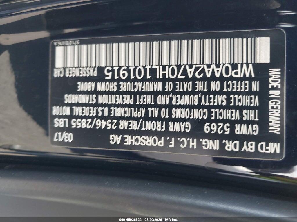 WP0AA2A70HL101915 2017 PORSCHE PANAMERA photo no. 9