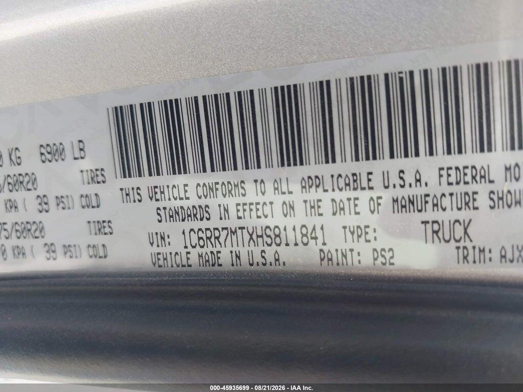 1C6RR7MTXHS811841 2017 RAM 1500 photo no. 9