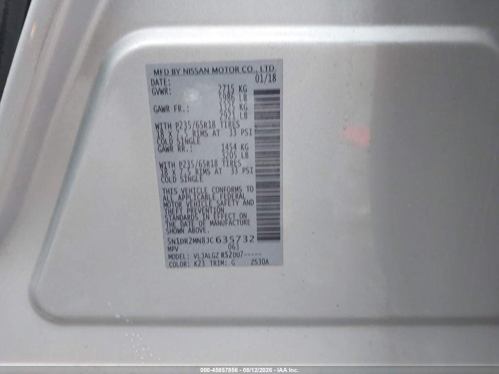5N1DR2MN8JC635732 2018 NISSAN PATHFINDER photo no. 9