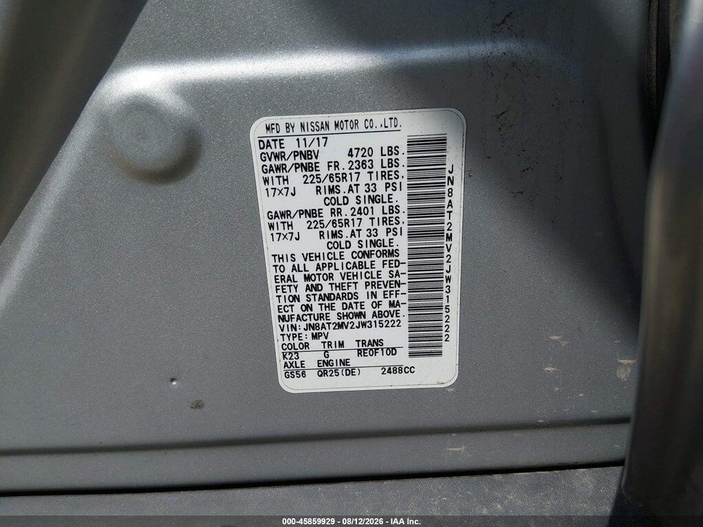 JN8AT2MV2JW315222 2018 NISSAN ROGUE photo no. 9
