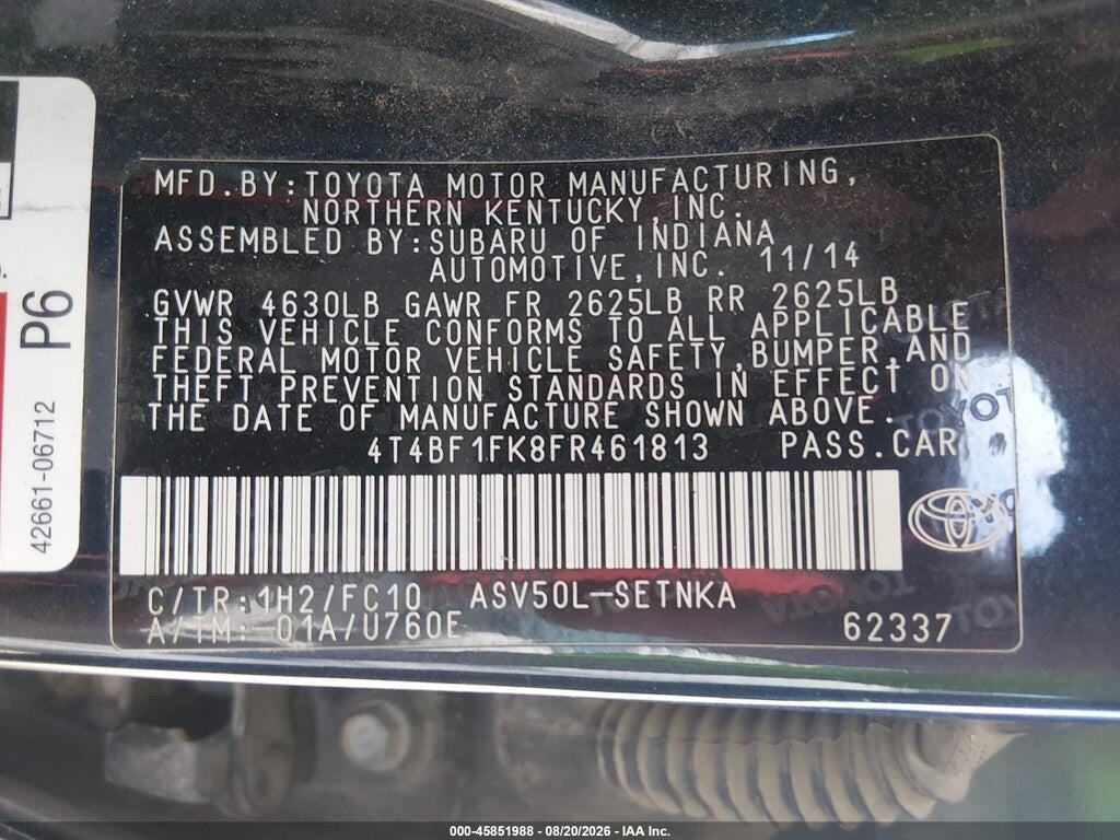 4T4BF1FK8FR461813 2015 TOYOTA CAMRY photo no. 9