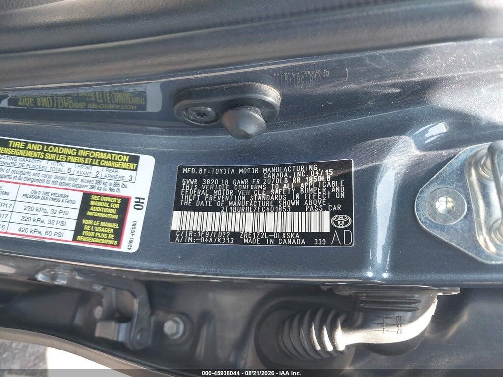 2T1BURHE7FC401853 2015 TOYOTA COROLLA photo no. 9