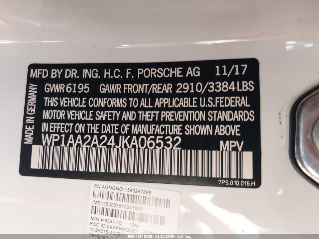WP1AA2A24JKA06532 2018 PORSCHE CAYENNE photo no. 9