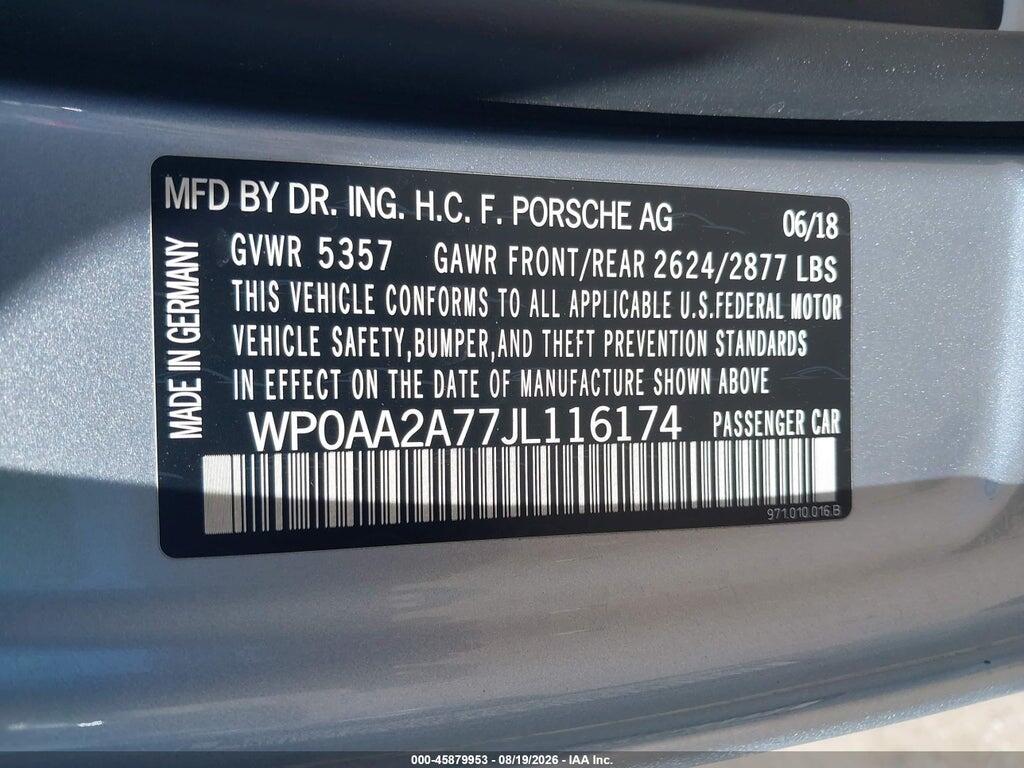 WP0AA2A77JL116174 2018 PORSCHE PANAMERA photo no. 9