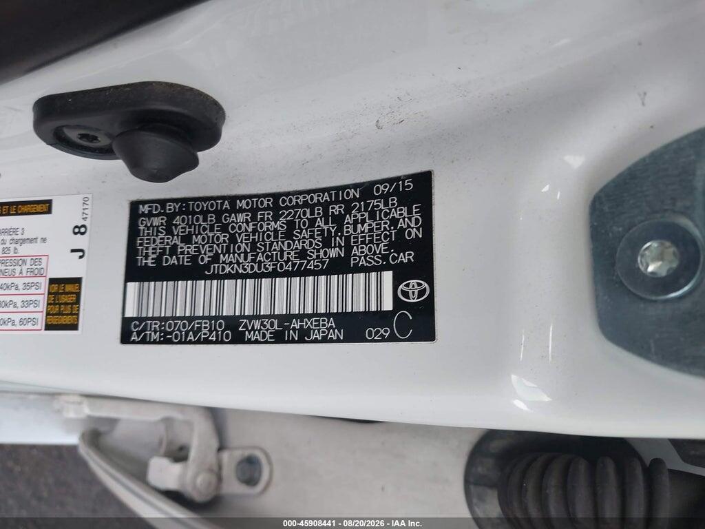 JTDKN3DU3F0477457 2015 TOYOTA PRIUS photo no. 9