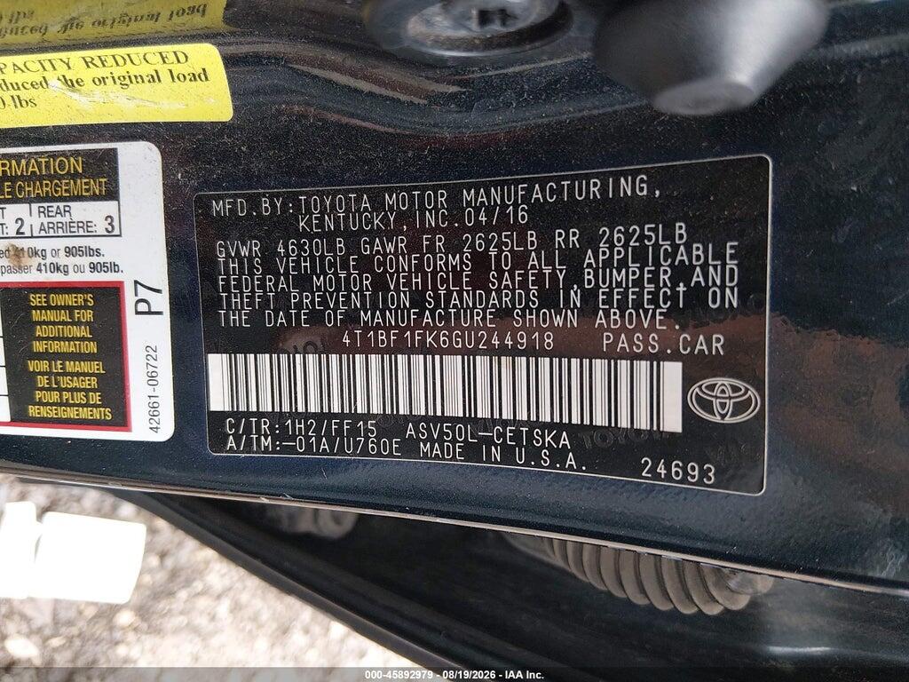 4T1BF1FK6GU244918 2016 TOYOTA CAMRY photo no. 9