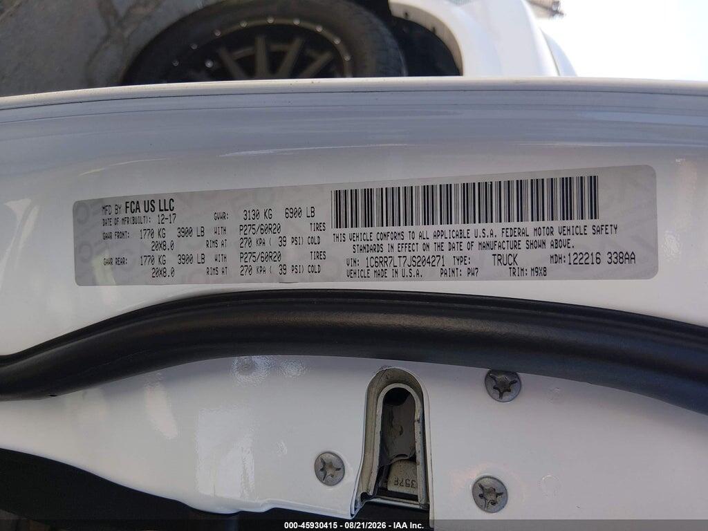 1C6RR7LT7JS204271 2018 RAM 1500 photo no. 9