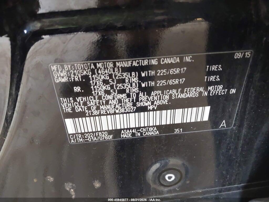 2T3BFREV8FW383027 2015 TOYOTA RAV4 photo no. 9