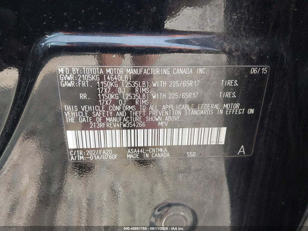 2T3RFREV4FW354266 2015 TOYOTA RAV4 photo no. 9