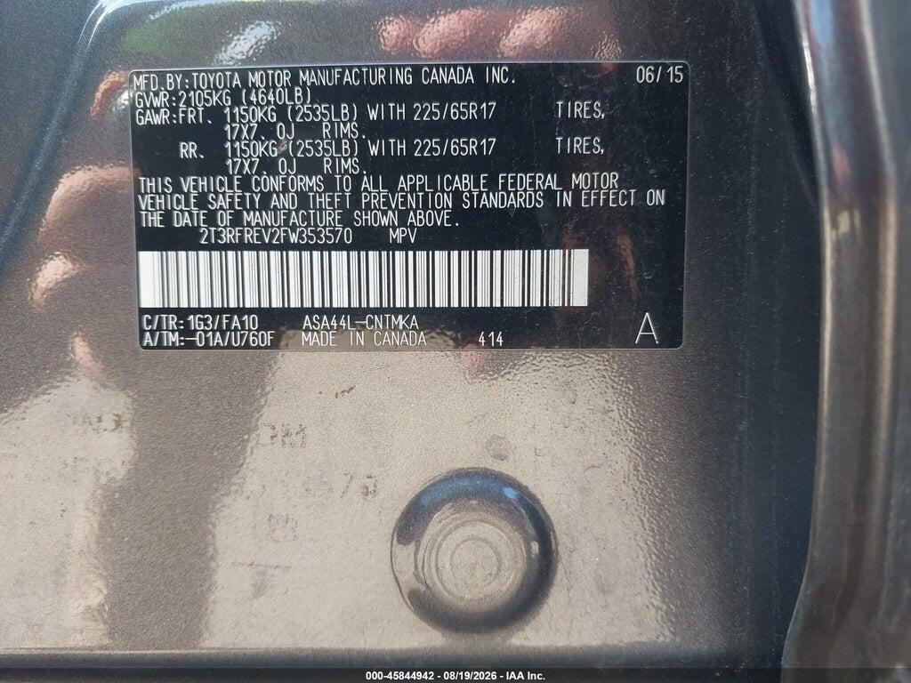 2T3RFREV2FW353570 2015 TOYOTA RAV4 photo no. 9