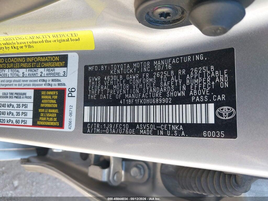 4T1BF1FK0HU689902 2017 TOYOTA CAMRY photo no. 9