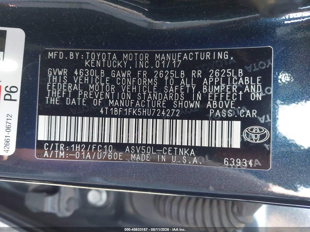 4T1BF1FK5HU724272 2017 TOYOTA CAMRY photo no. 9
