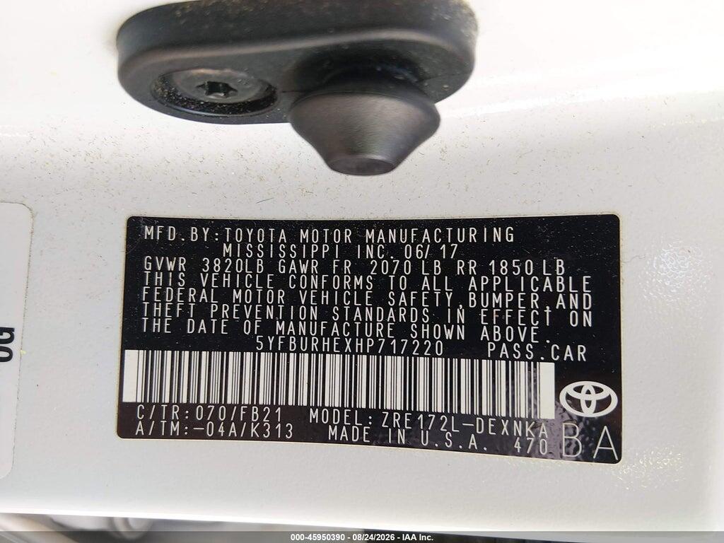 5YFBURHEXHP717220 2017 TOYOTA COROLLA photo no. 9