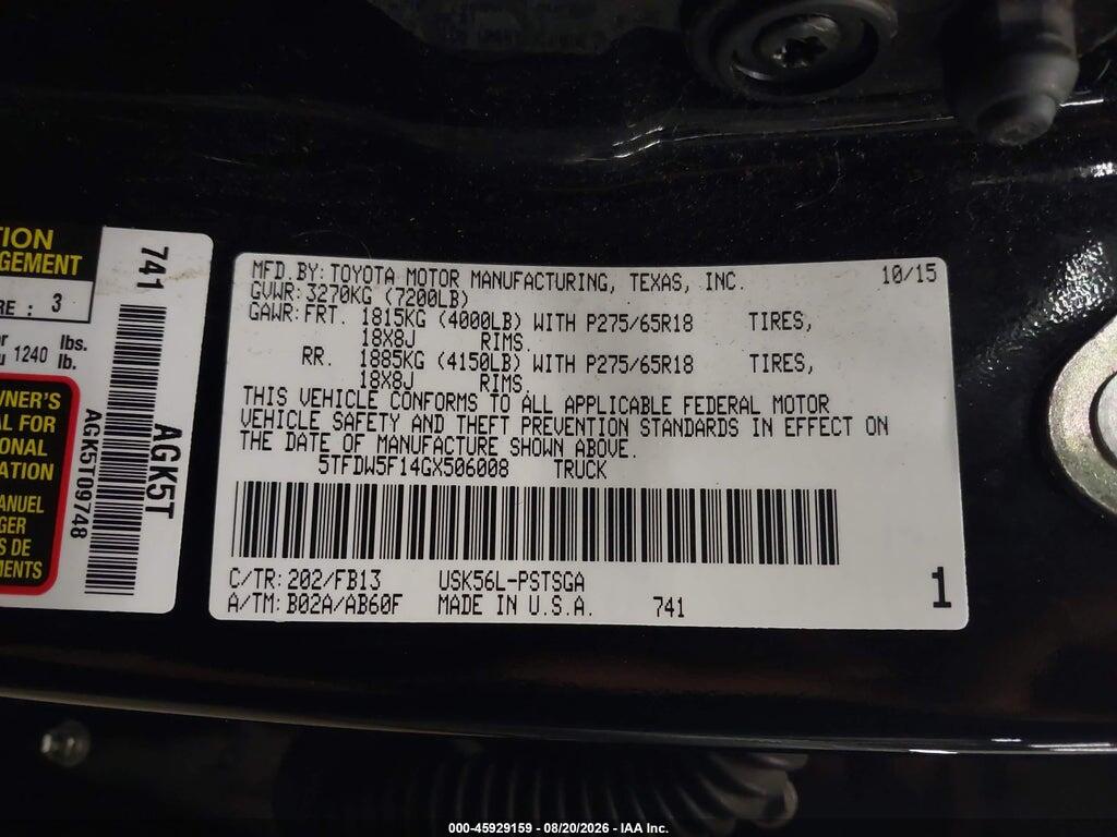 5TFDW5F14GX506008 2016 TOYOTA TUNDRA photo no. 9