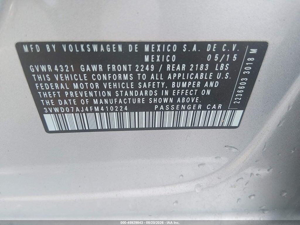 3VWD07AJ4FM410224 2015 VOLKSWAGEN JETTA photo no. 9