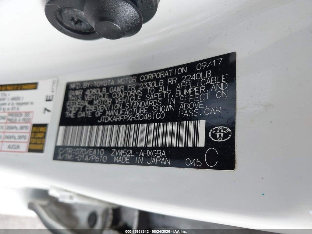 JTDKARFPXH3048100 2017 TOYOTA PRIUS PRIME photo no. 9