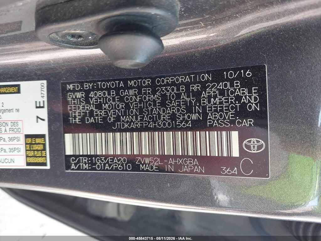 JTDKARFP4H3001564 2017 TOYOTA PRIUS PRIME photo no. 9