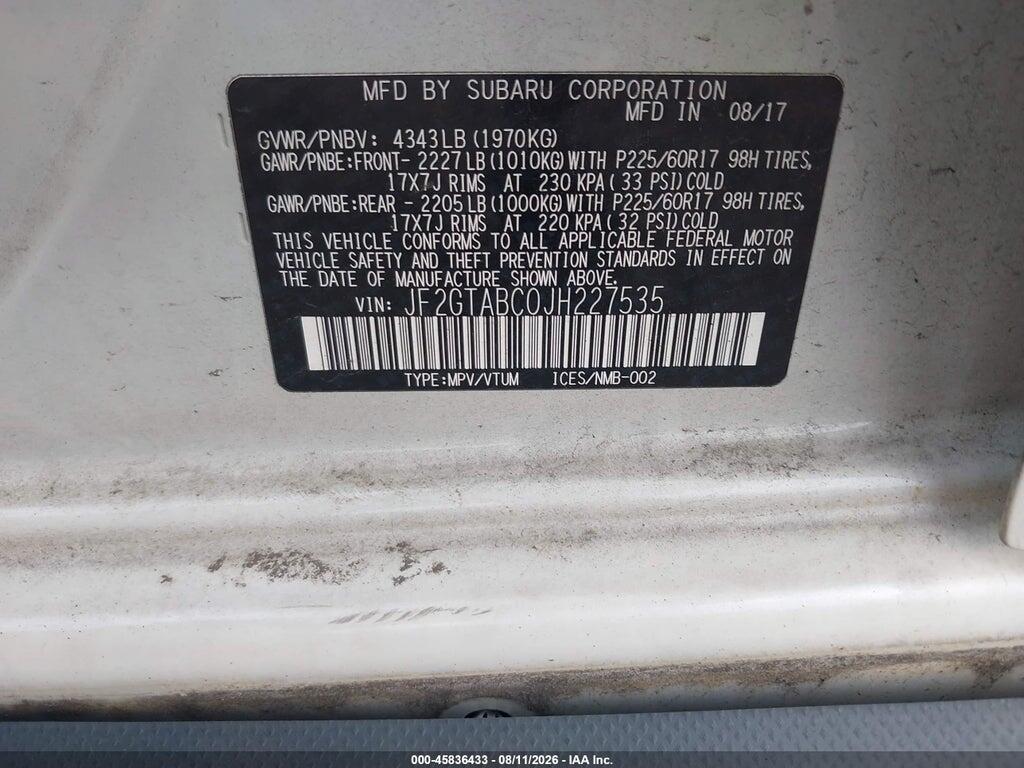 JF2GTABC0JH227535 2018 SUBARU CROSSTREK photo no. 9