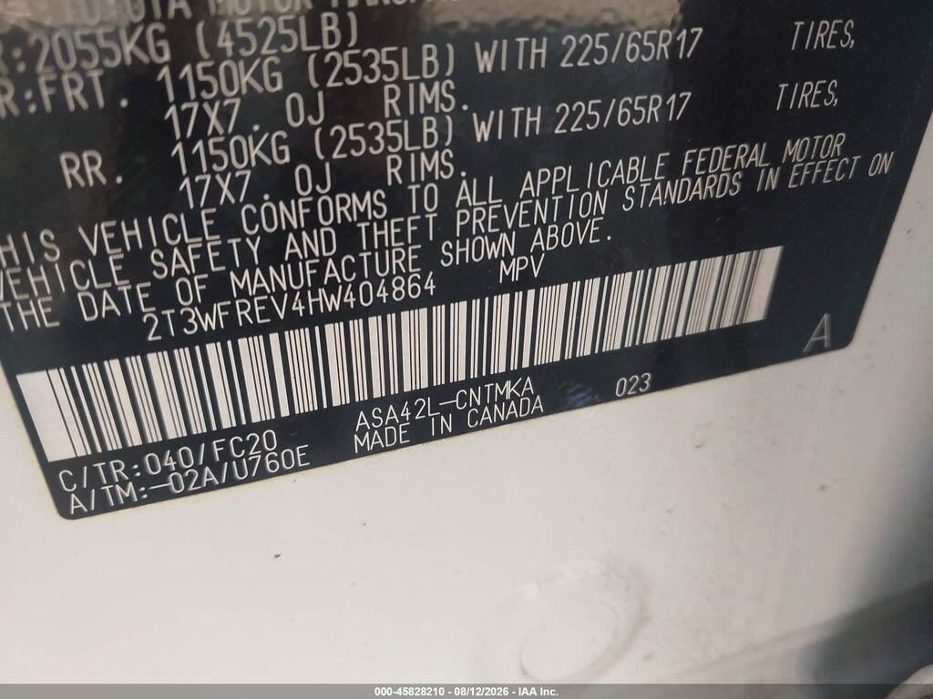 2T3WFREV4HW404864 2017 TOYOTA RAV4 photo no. 9