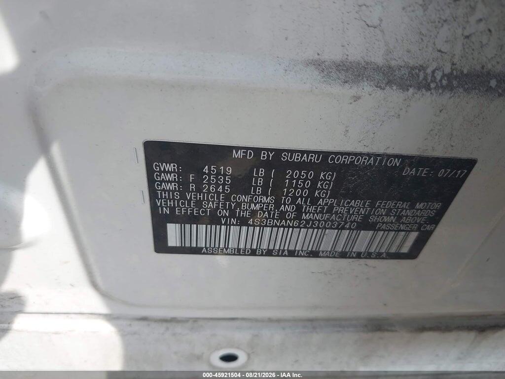 4S3BNAN62J3003740 2018 SUBARU LEGACY photo no. 9