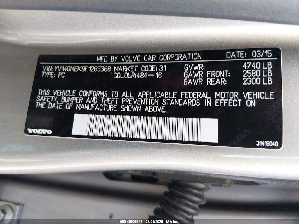 YV140MEK9F1265368 2015 VOLVO V60 photo no. 9