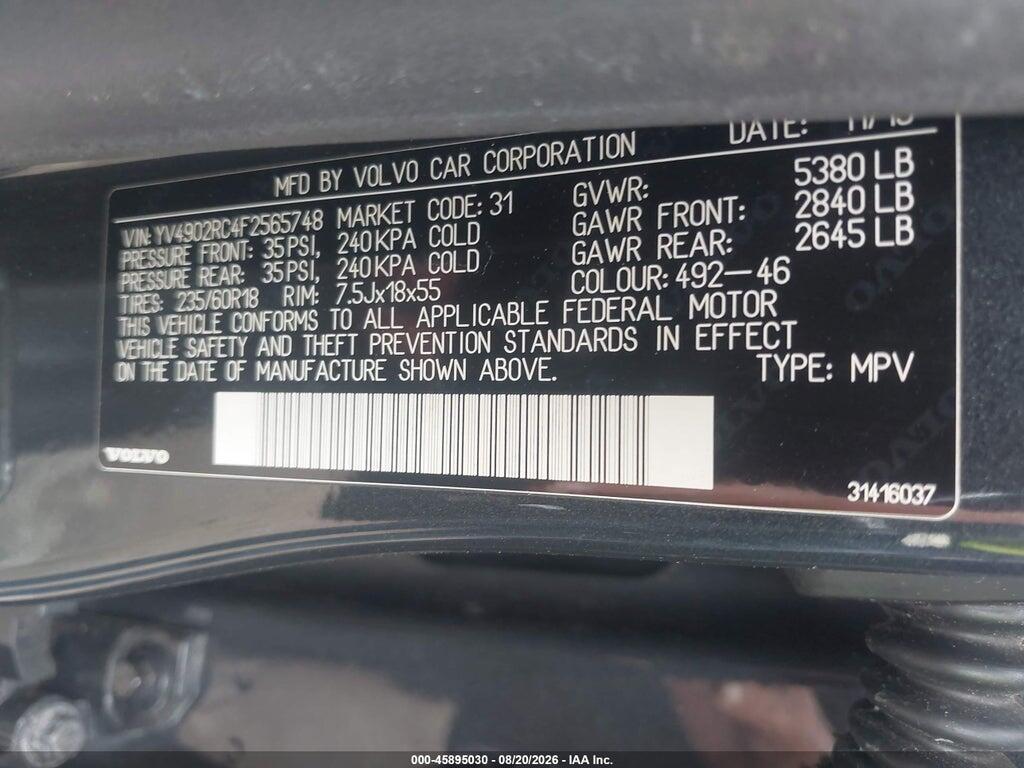 YV4902RC4F2565748 2015 VOLVO XC60 photo no. 9