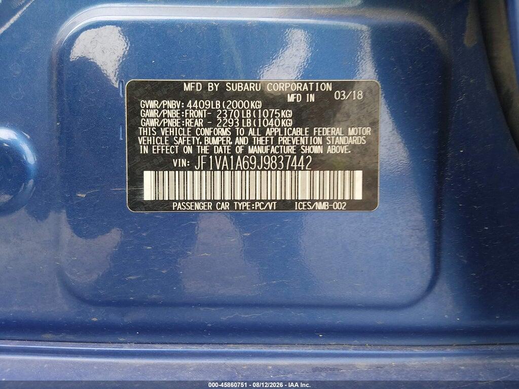 JF1VA1A69J9837442 2018 SUBARU WRX photo no. 9