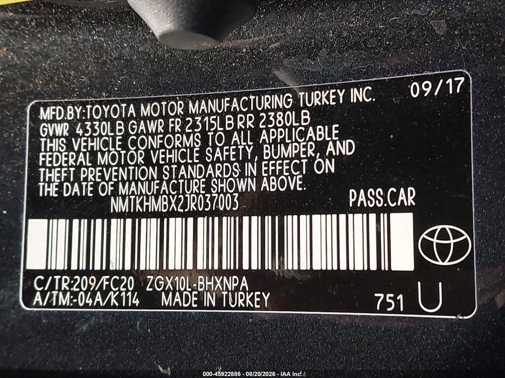 NMTKHMBX2JR037003 2018 TOYOTA C-HR photo no. 9