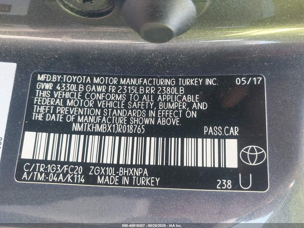 NMTKHMBX1JR018765 2018 TOYOTA C-HR photo no. 9