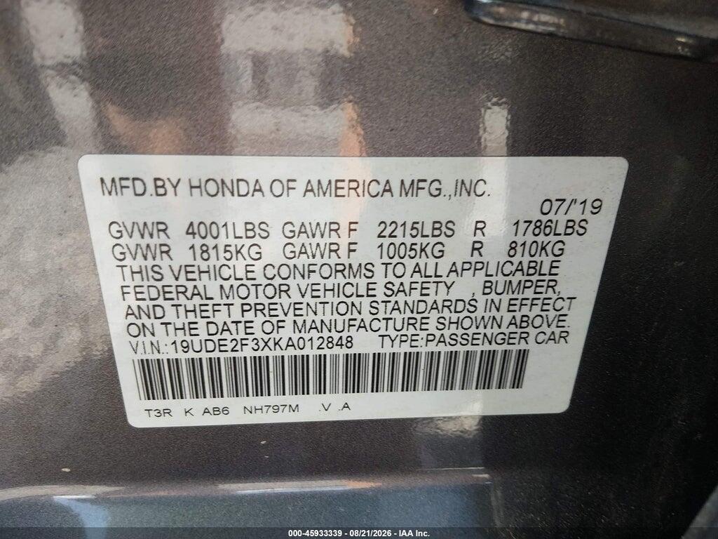 19UDE2F3XKA012848 2019 ACURA ILX photo no. 9