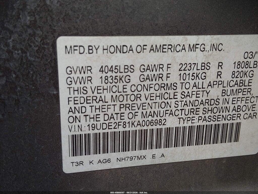 19UDE2F81KA006982 2019 ACURA ILX photo no. 9