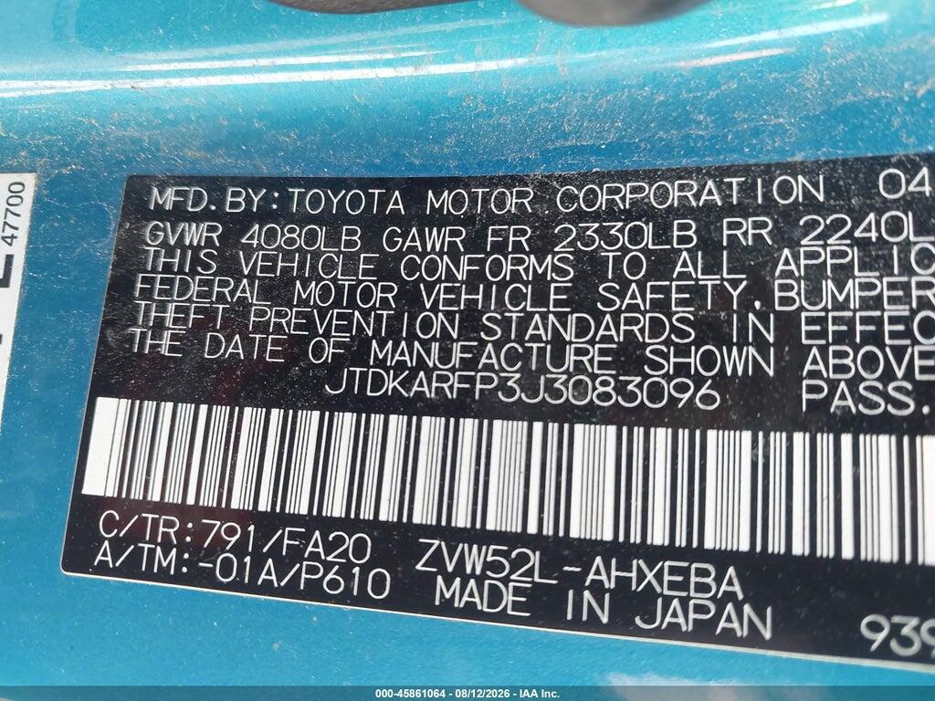 JTDKARFP3J3083096 2018 TOYOTA PRIUS PRIME photo no. 9