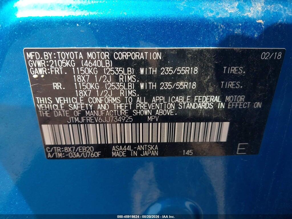 JTMJFREV6JJ734925 2018 TOYOTA RAV4 photo no. 9